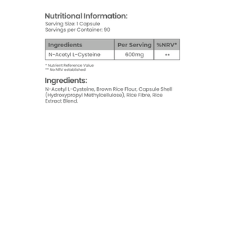 N-Acetyl L-Cysteine NaturesVits infopreviewNAC