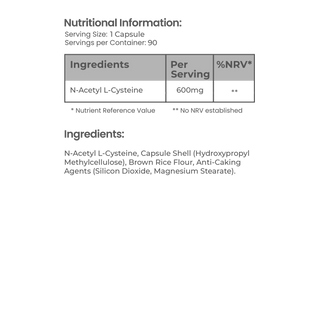 N-Acetyl L-Cysteine NaturesVits infopreview_NAC